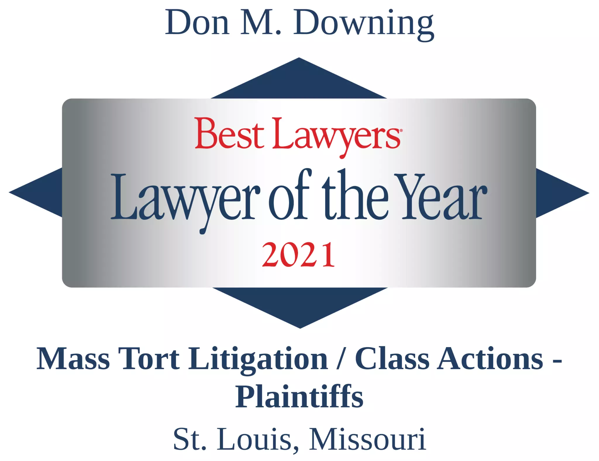 Don Downing Lawyer of the Year 2021 badge